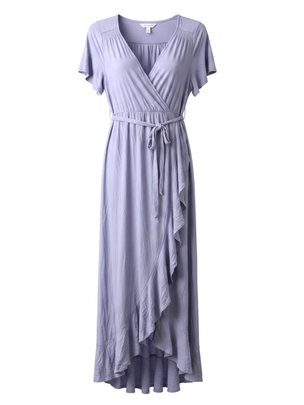 NWT Ingrid & Isabel Lavender Ruffle Flutter Sleeve Faux Wrap Maternity Dress S - Picture 3 of 5